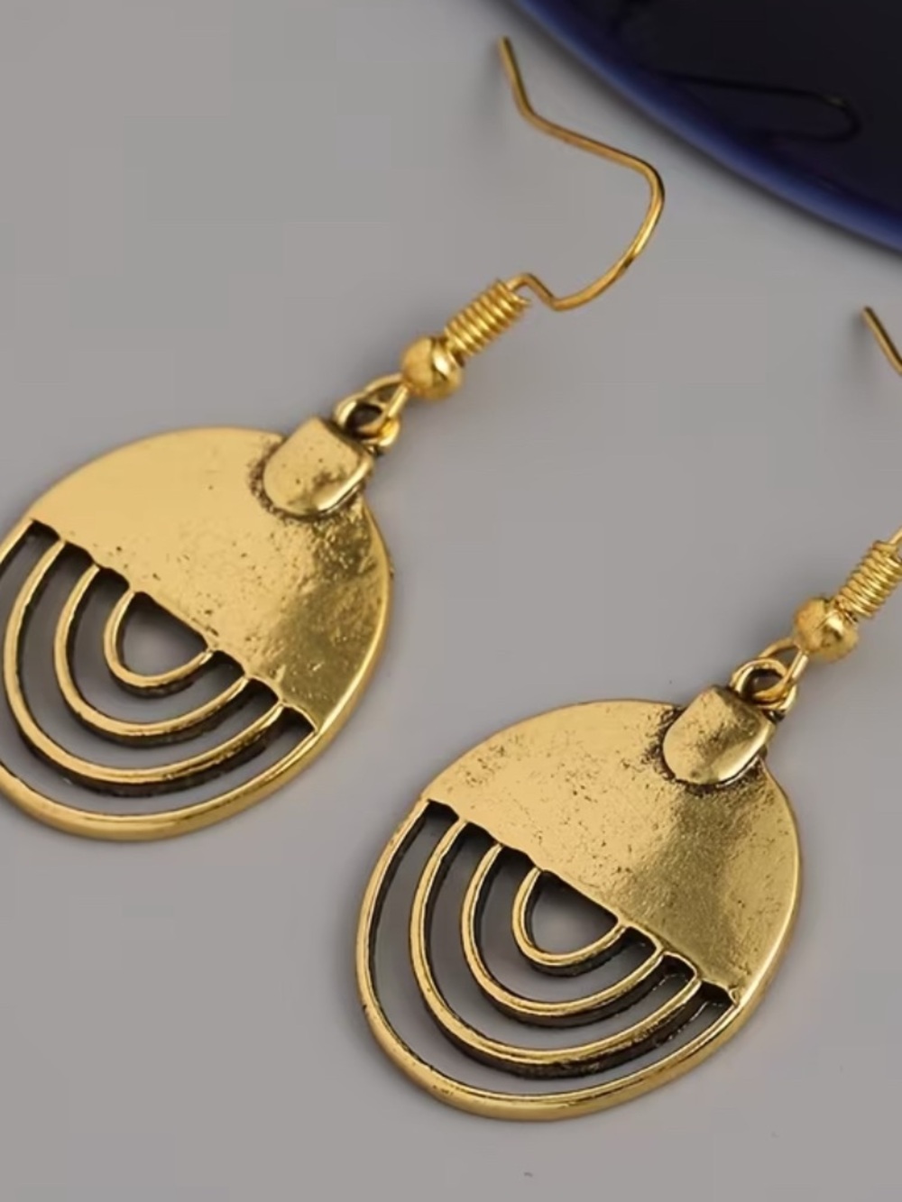 Gold Half-Moon Layered Drop Earrings - Women Jewelry